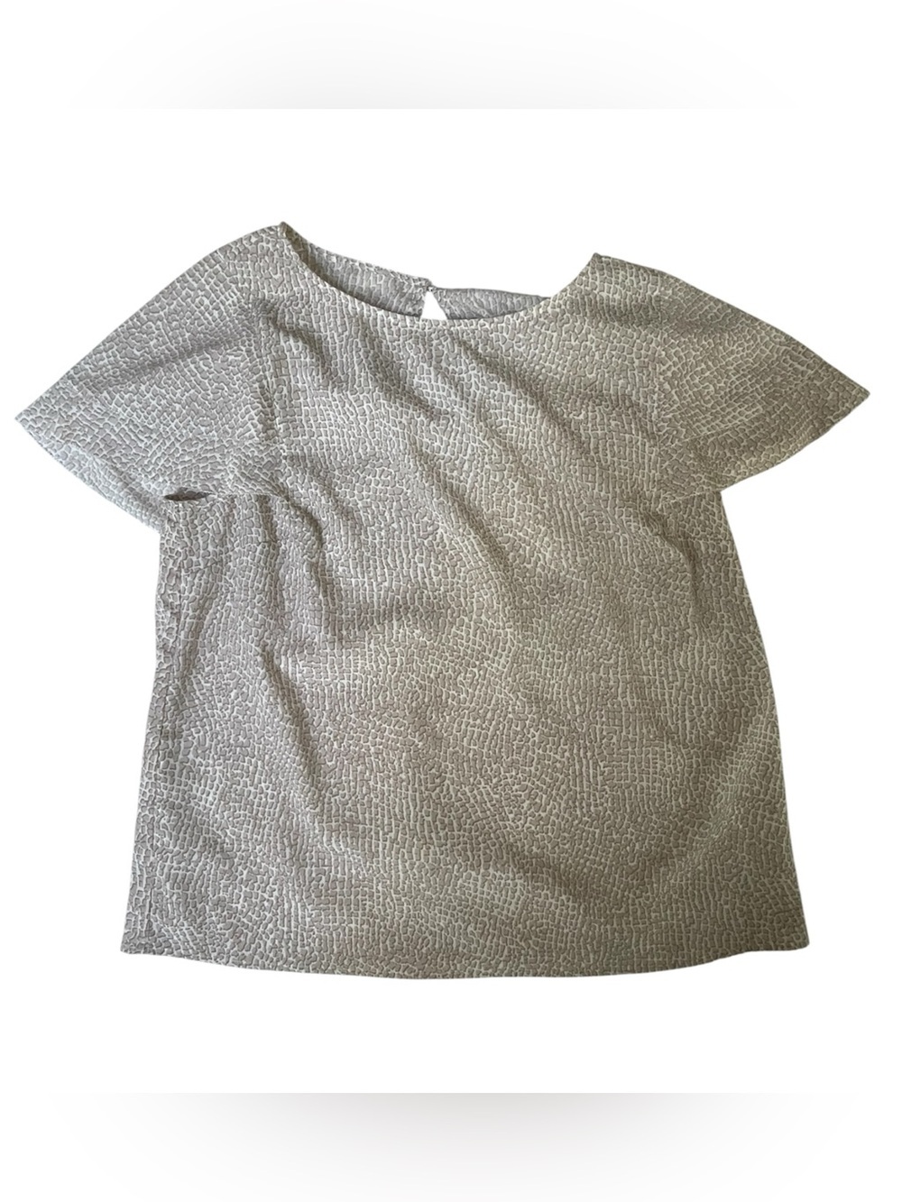 Banana Republic Short-Sleeve Textured Scoop Neck Top Size: LP- Light Gray